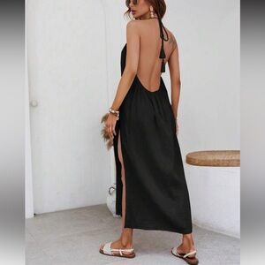 Black Halter Cover up Dress